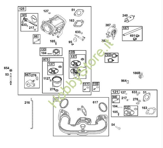 C - GRUPPO CARBURATORE E ALIMENTAZIONE CARBURANTE B&S - 44 €¦ 44N677-0017-B5 brand Stihl